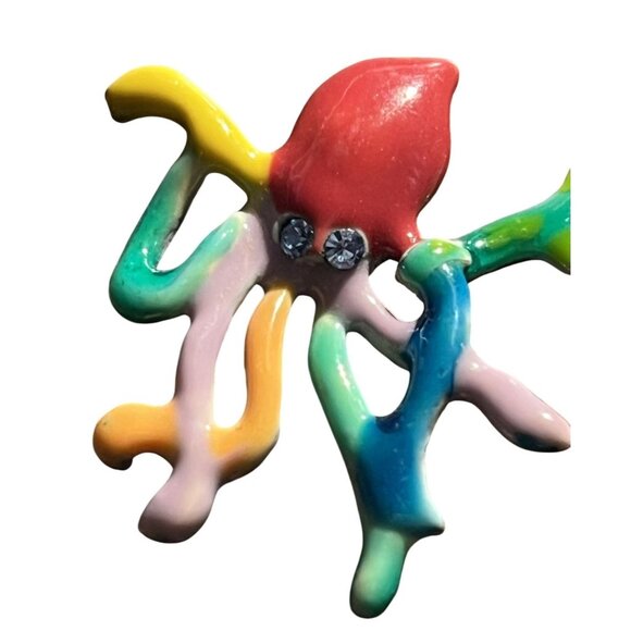 Carrete By Ganz Frog & Octopus Scuba Diving Rhinestone Brooch Pin Kids Girls - Picture 4 of 9